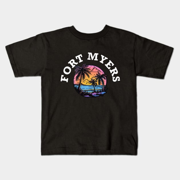 Fort Myers Florida (with White Lettering) Kids T-Shirt by VelvetRoom